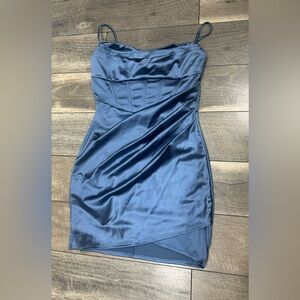 Lovely Day blue Satin Mini Dress